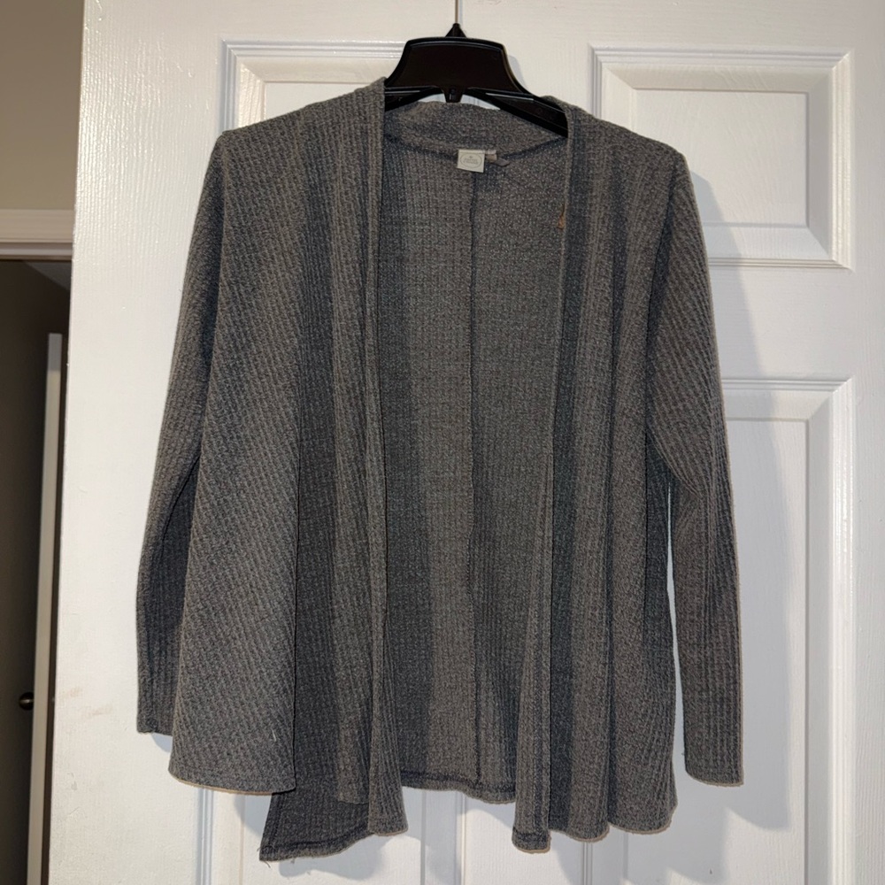 Paper Crane Charcoal Light Gray Open Front Cardigan - Size L 🩶